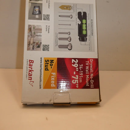 Barkan TV Wall Mount, 29-75 inch Fixed, Drywall No Stud No Drill Flat/Curved Scr