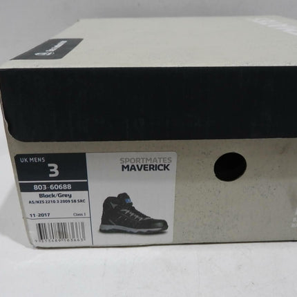 Bata Sportmates Maverick Black/Grey Safety Shoe, UK Men 3