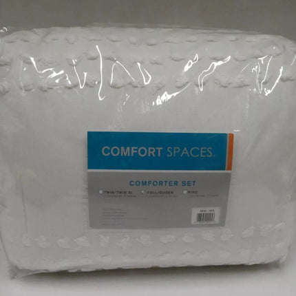 Comfort Spaces Cotton Comforter Set Jacquard Pom-Pom Tufts Design, Down Alternat