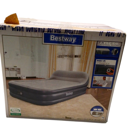 Bestway Tritech Airbed Queen SleekFlow Headboard Built-in AC Pump, 226x152x8cm