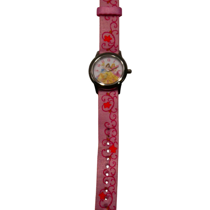 Disney Kids W001803 Princess Stainless Steel Plain Case With Printed Strap Watch