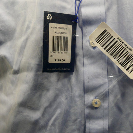 Abelard Men's 4 Way Stretch Poplin Slim Fit Dress Shirt, Sky, L