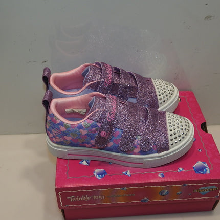 Skechers Girl's Twinkle Toes: Twinkle Sparks - Shining Hearts Sneaker, Purple/Mu
