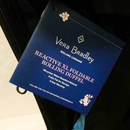 Vera Bradley Women's Recycled Ripstop XL Foldable Rolling Duffel Travel Bag