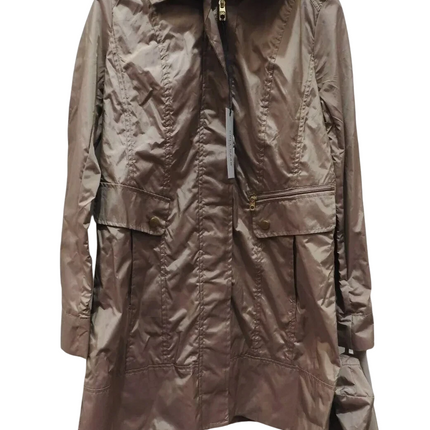 Cole Haan Women's Packable Hooded Rain Jacket with Bow, Champagne, X-Small Petit