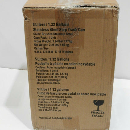 iTouchless SoftStep 1.32 Gallon Small Bathroom Stainless Steel Step Trash Can 5L