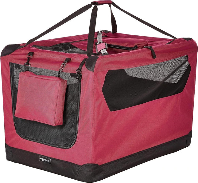 Amazon Basics Premium Folding Portable Soft Pet Crate - 53 x 38 x 38 cm - RED