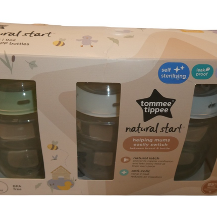 3 Pack Tommee Tippee Natural Start Decorated Baby Bottles 0+ months 260 ml