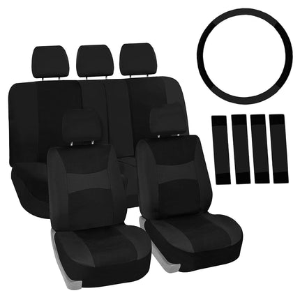 FH Group FB030BLACK115-COMBO Seat Cover Combo Set