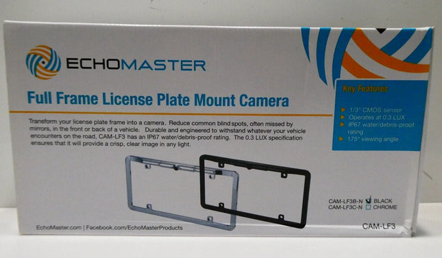 EchoMaster CAMLF3BN Surveillance Camera License Plate Mount Mirror Image