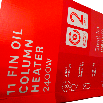 Goldair 2400W 11 Fin Oil Column Heater with 3 Heat Settings and Adjustable Therm