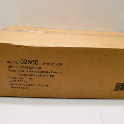 Cook N Home 6-Piece Nonstick Ceramic Coating Cookware Set, Multicolor 02565