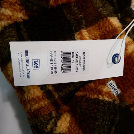 Riders By Lee Women's Teddy Sherpa Coat, Caramel Check, Size - 12
