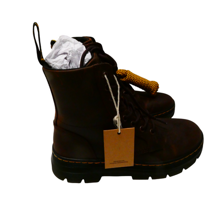 Dr. Martens Unisex Combs Leather 8-Eye Boot Crazy Horse Leather, Dark Brown,UK6