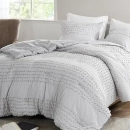 Comfort Spaces Cotton Comforter Set Jacquard Pom-Pom Tufts Design, Down Alternat