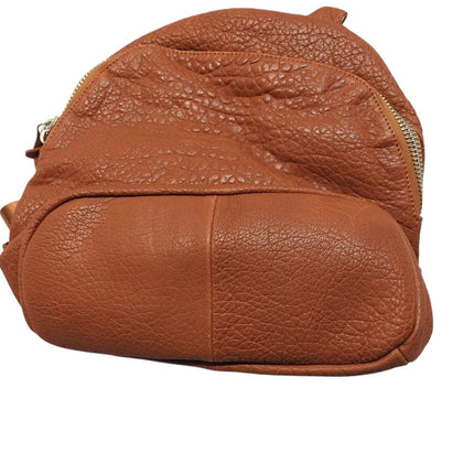 Trifine Unisex Pebbled Leather Backpack Handbag, Tan, One Size