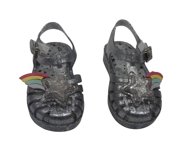 Mini Melissa Possession II Silver Glitter Sandal, Size - 7