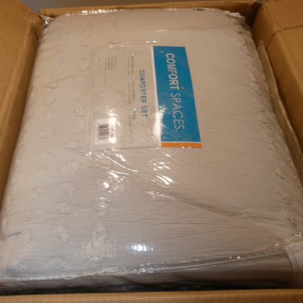 Comfort Spaces 100% Comforter Set Cotton Jacquard Pom Tufts Design Hypoallergeni