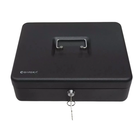 CB13054 Key Lock 12" Register Style Cash Box with 4 Bill Holder and 5 Section Tr