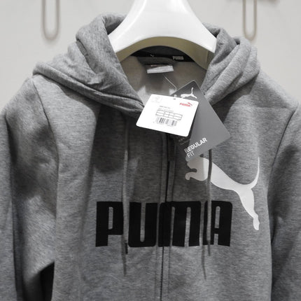 PUMA ESS+ 2 Col FZ Hoodie Fleece, Small Gray Heather