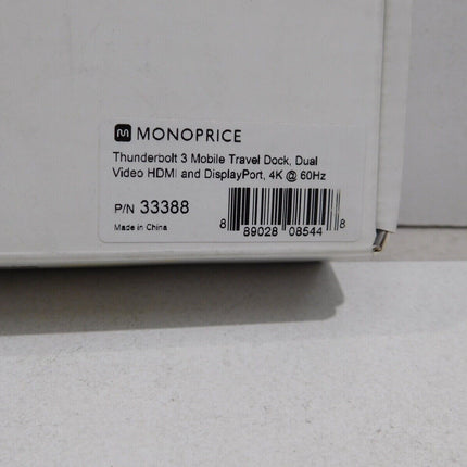 Monoprice Thunderbolt 3 Mobile Travel Dock, Dual Video HDMI and DisplayPort