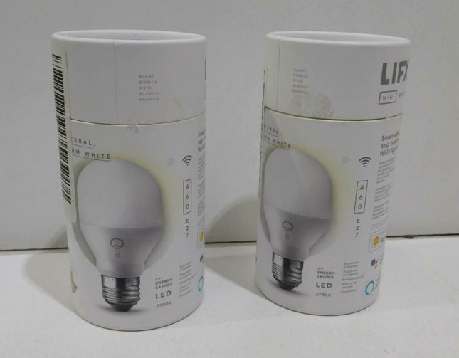 2 x LIFX Mini White 800 Lumens A60 E27 Smart Light Bulb