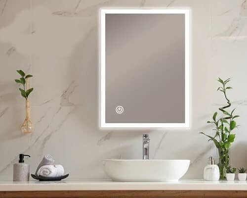 Viviendo Rectangular LED Bathroom Mirror Wall Mounted Anti-Fog Mirror Vanity Dim