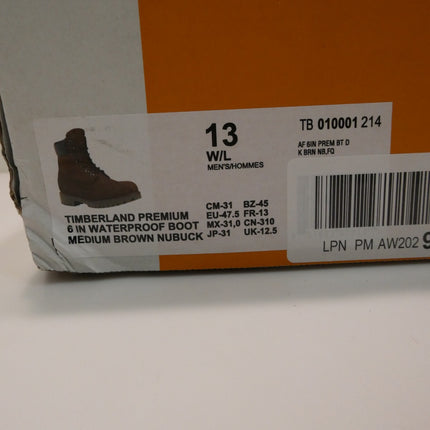 Timberland Men's 6-Inch Premium Waterproof Boot, Dark Brown Nubuck, US 13