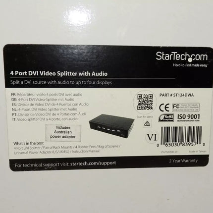 StarTech.com 4 Port DVI Video Splitter with Audio Video/Audio Splitter ST124DVIA