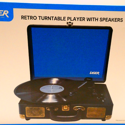Laser Retro Bluetooth Vinyl Record Turntable with Built-in Speakers