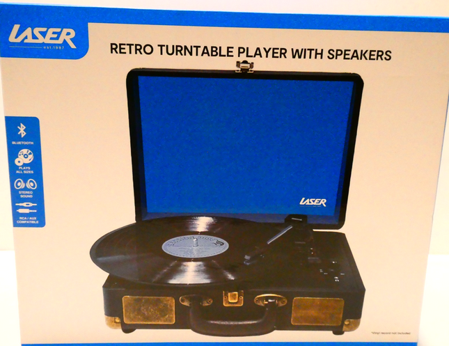 Laser Retro Bluetooth Vinyl Record Turntable with Built-in Speakers