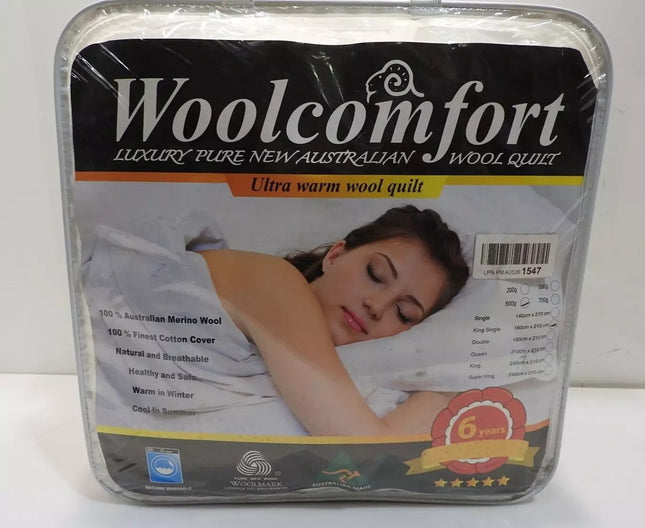 Australian Made Washable Merino Wool Quilt/Doona/Duvet 500GSM All Season (160x21