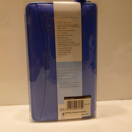 Filofax Personal Saffiano Compact Zipped Organiser - Vista Blue