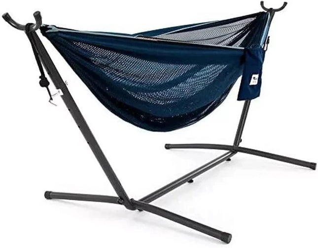 Vivere C9MESH-42 Hammock with Stand, Navy and Turquoise