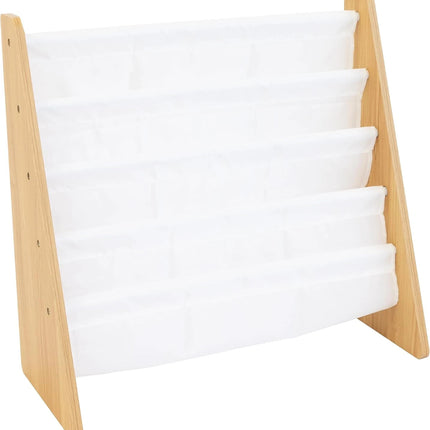 Tot Tutors Crew Wooden Bookcase with 4 Pockets, Natural and White WO173 Natural