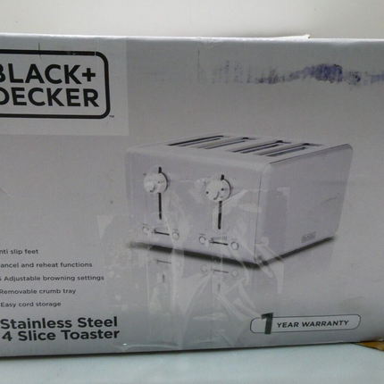 Black + Decker BD4250 Toaster 4 Slice, Stainless Steel