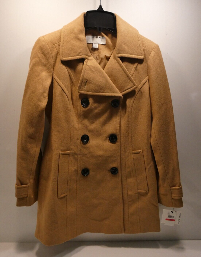 Anne Klein Women's Classic Double Breasted Coat, Camel, X-Small