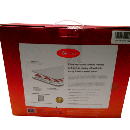 Tontine Luxuriously Warm & Soft Heated Throw, Faux Mink Top Cover, Flannel Fleec