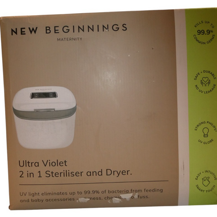 New Beginnings BPA-Free 2-in-1 UV Steriliser and Dryer, Compact & Silent, Fits u