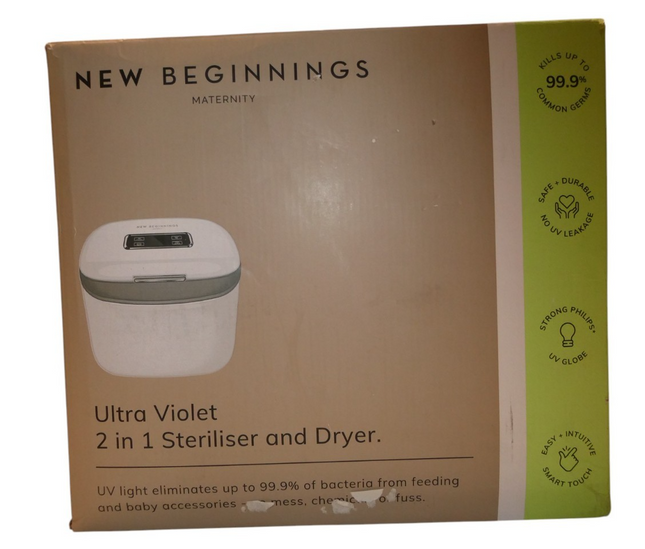 New Beginnings BPA-Free 2-in-1 UV Steriliser and Dryer, Compact & Silent, Fits u