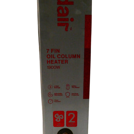Goldair 1900W 7 Fin Dual Tech Oil Column Heater with 3 Heat Settings, 24-Hour Ti