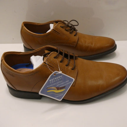 Clarks Men's Whiddon Plain Oxford, Dark Tan Leather, 9.5 Wide