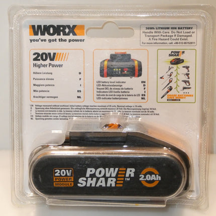 WORX WA3551.1 2.0Ah Battery Pack, 18V (20V Max)