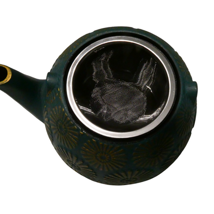 Avanti 15187 - Daisy Cast Iron Teapot, 1.2 Litres - Teal / Gold
