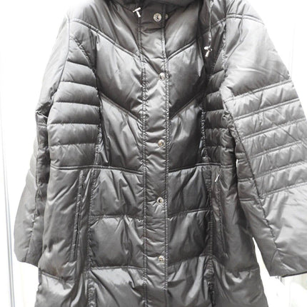 London Fog Women's Plus-Size Mid-Length Faux-Fur Collar Down Coat with Hood - 1X