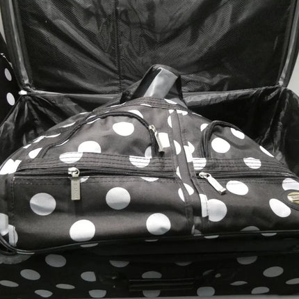Rockland Vara Softside 3-Piece Upright Luggage Set, Black dot, 3-Piece Set