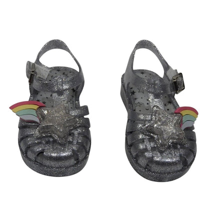 Mini Melissa Possession II Silver Glitter Sandal, Size - 7