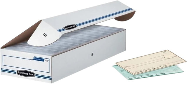Bankers Box STOR/File Check Boxes, Standard Set-Up, Flip-Top Lid, 4 x 9 x 24Inch