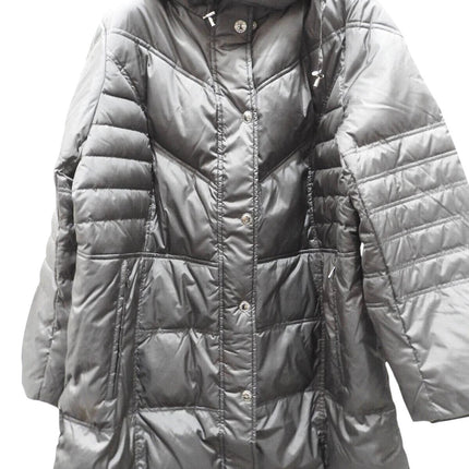 London Fog Women's Plus-Size Mid-Length Faux-Fur Collar Down Coat with Hood - 1X