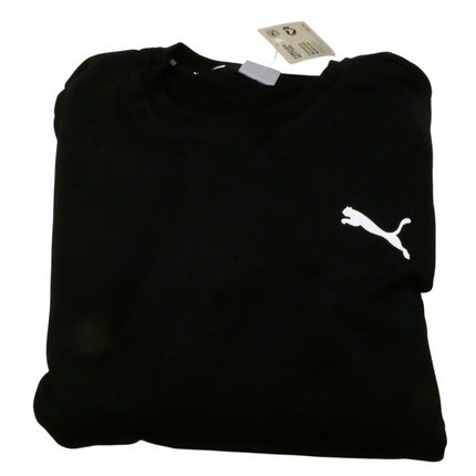 PUMA Men's Essential Small Logo Fleece Crew, Black/Cat, XXL